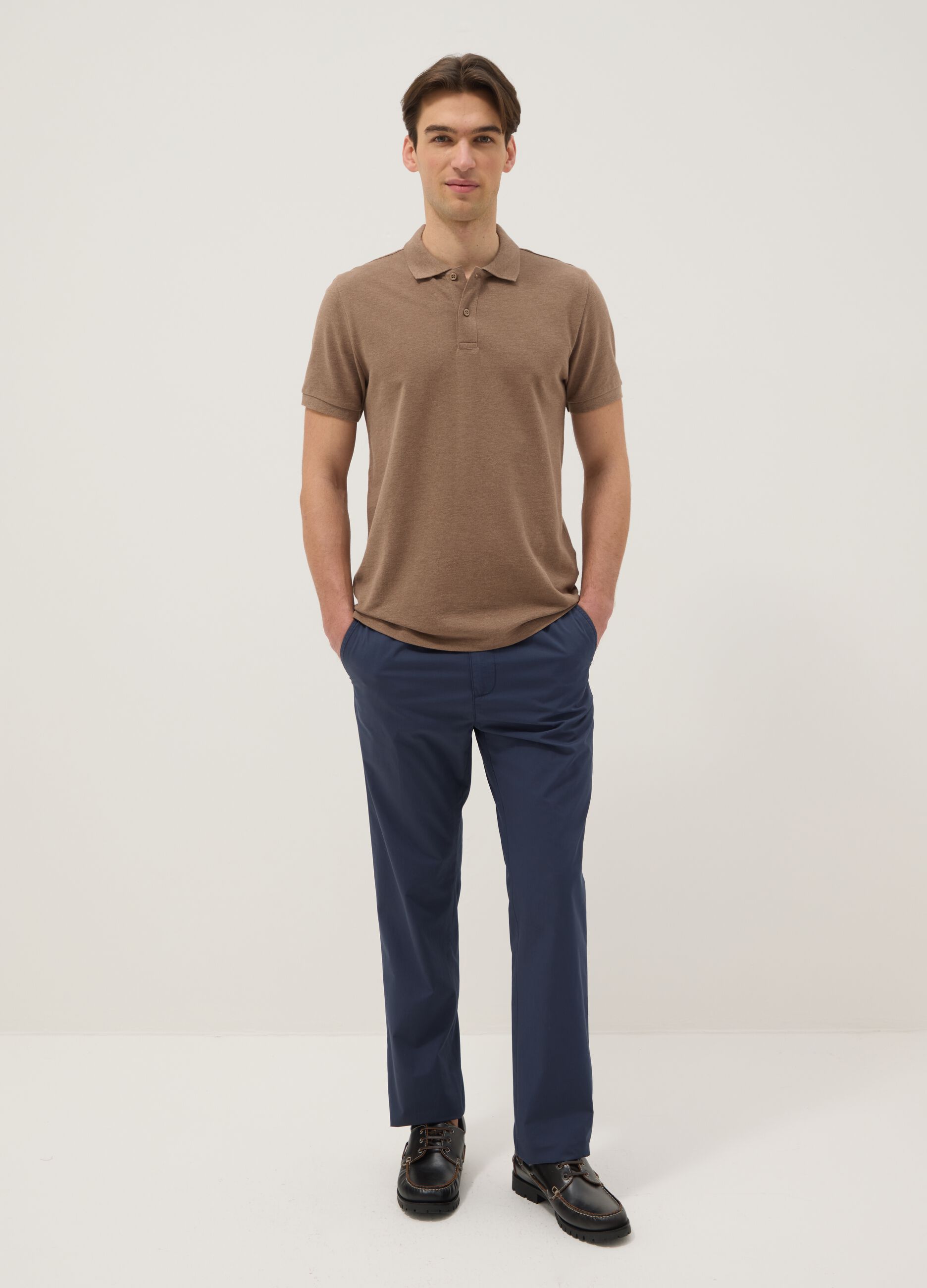 Pantaloni chino blu in puro cotone relaxed fit