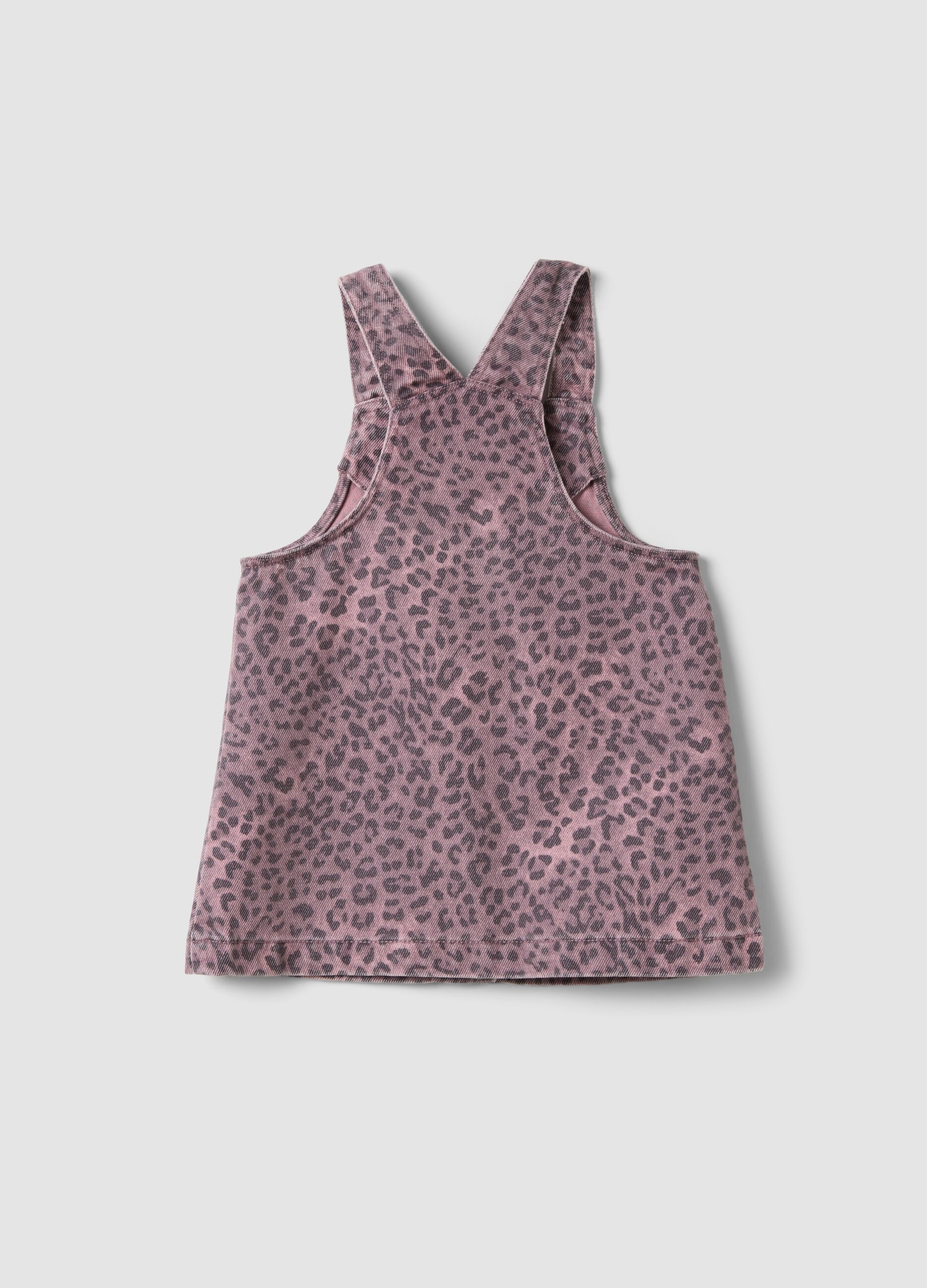 Pink wide-fit pure cotton animal print dress for baby girl