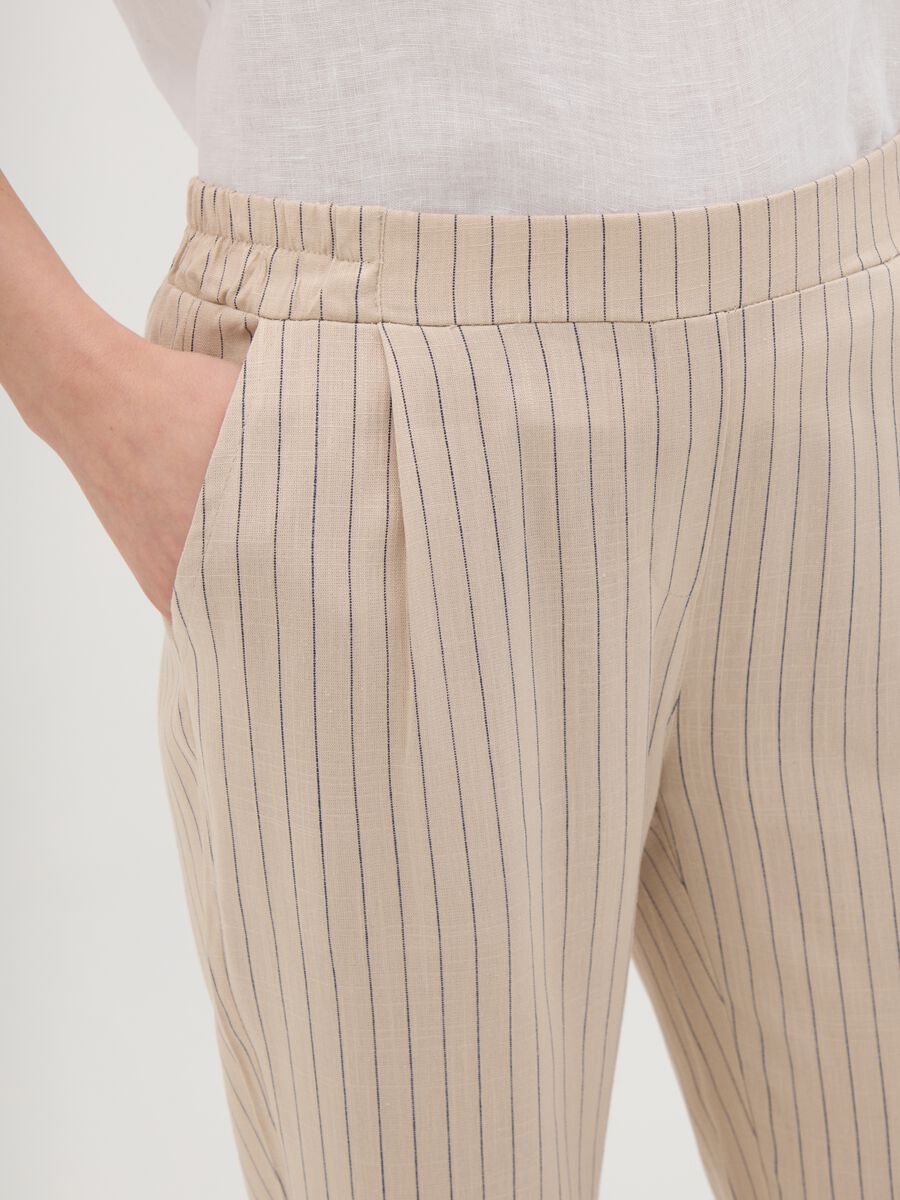 Women's beige viscose blend trousers, regular fit_2