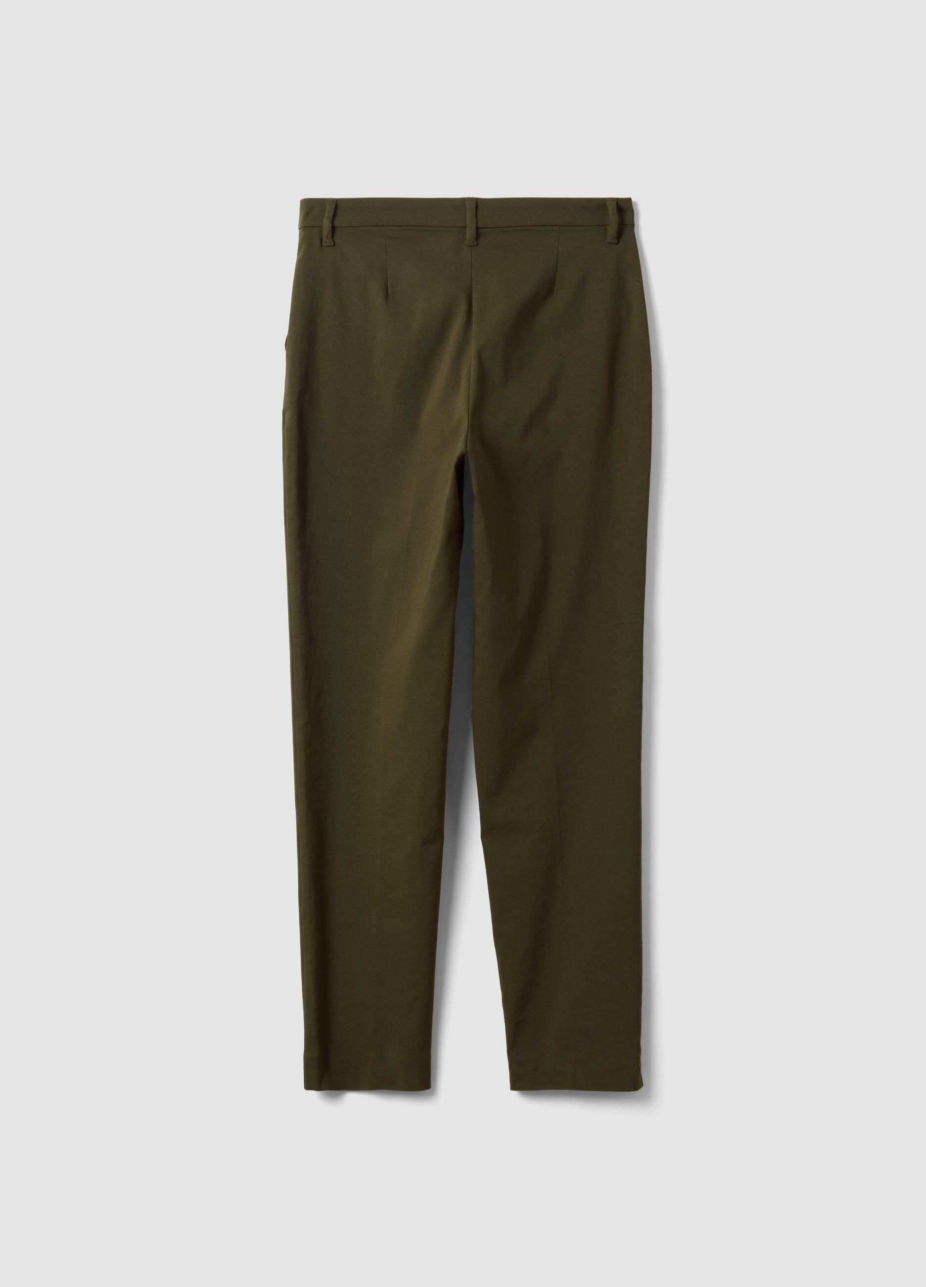 Green slim-fit stretch viscose chino trousers