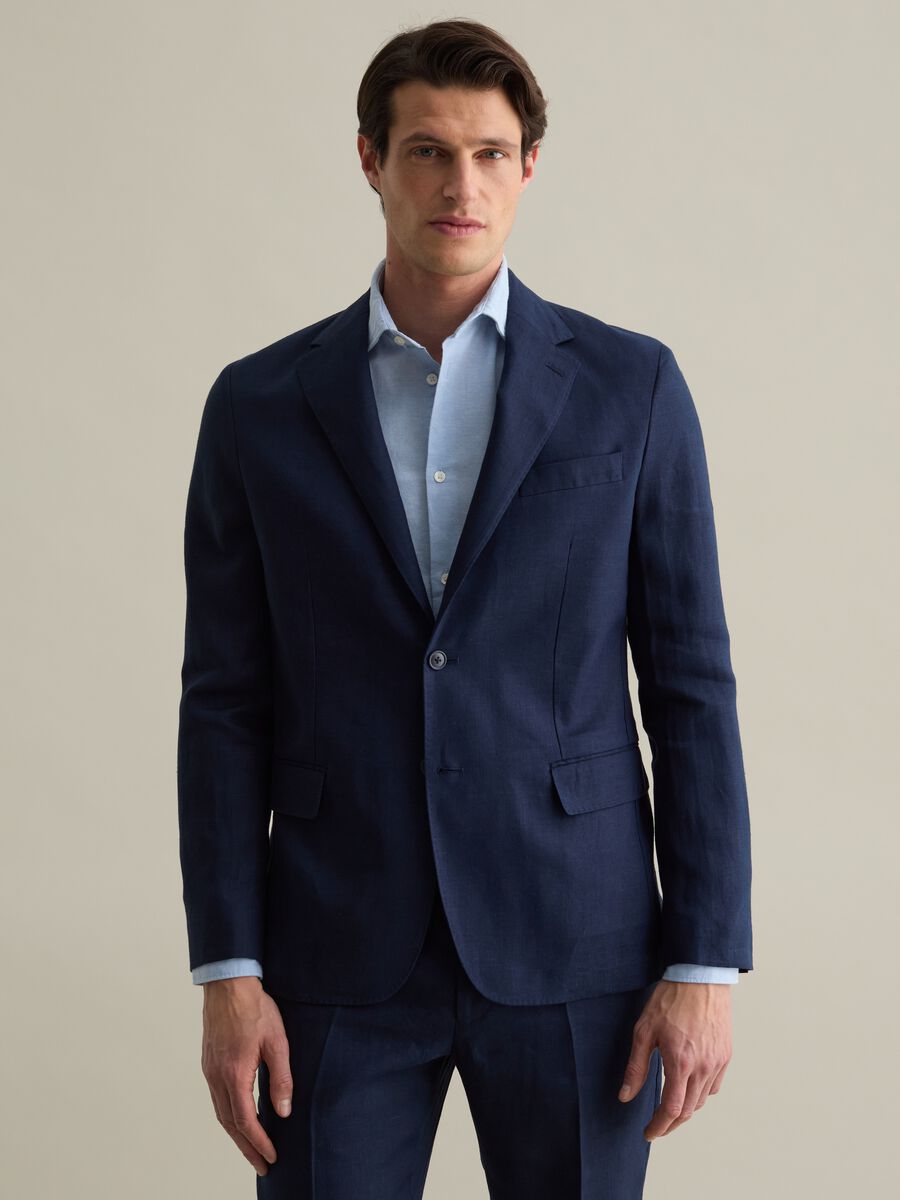 Contemporary single-breasted blazer in linen_0