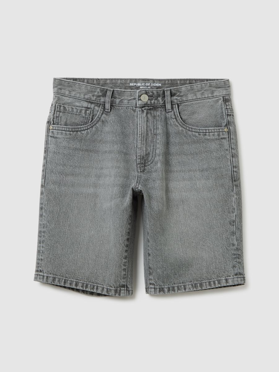 Men's grey slim fit pure cotton shorts_0