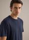 Blue linen-cotton blend regular fit t-shirt_3