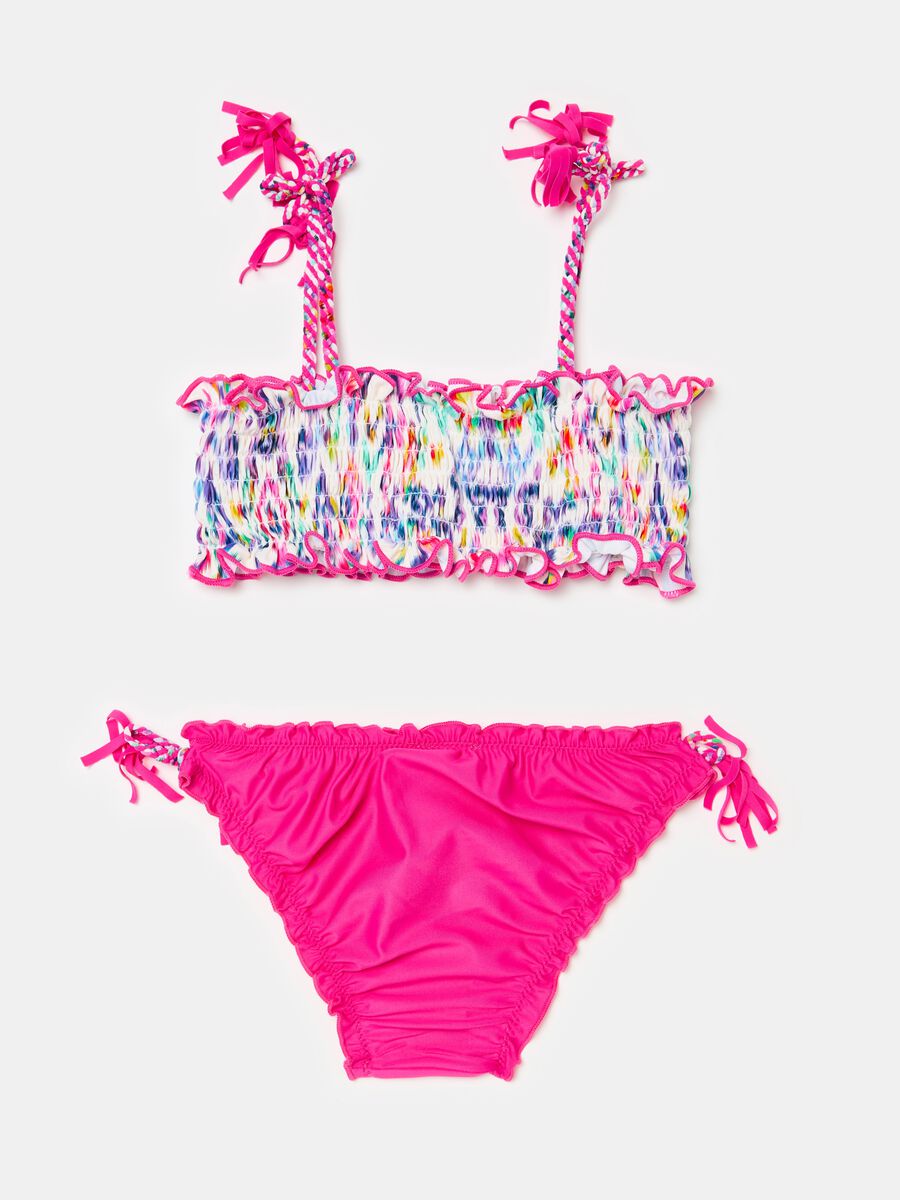 Bikini with tie-dye pattern and tassels_1