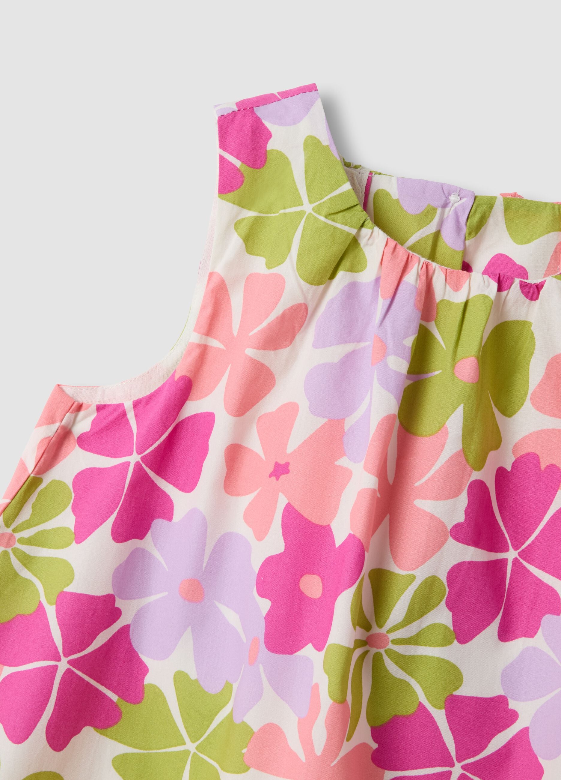 Multicoloured pure cotton dress with floral print