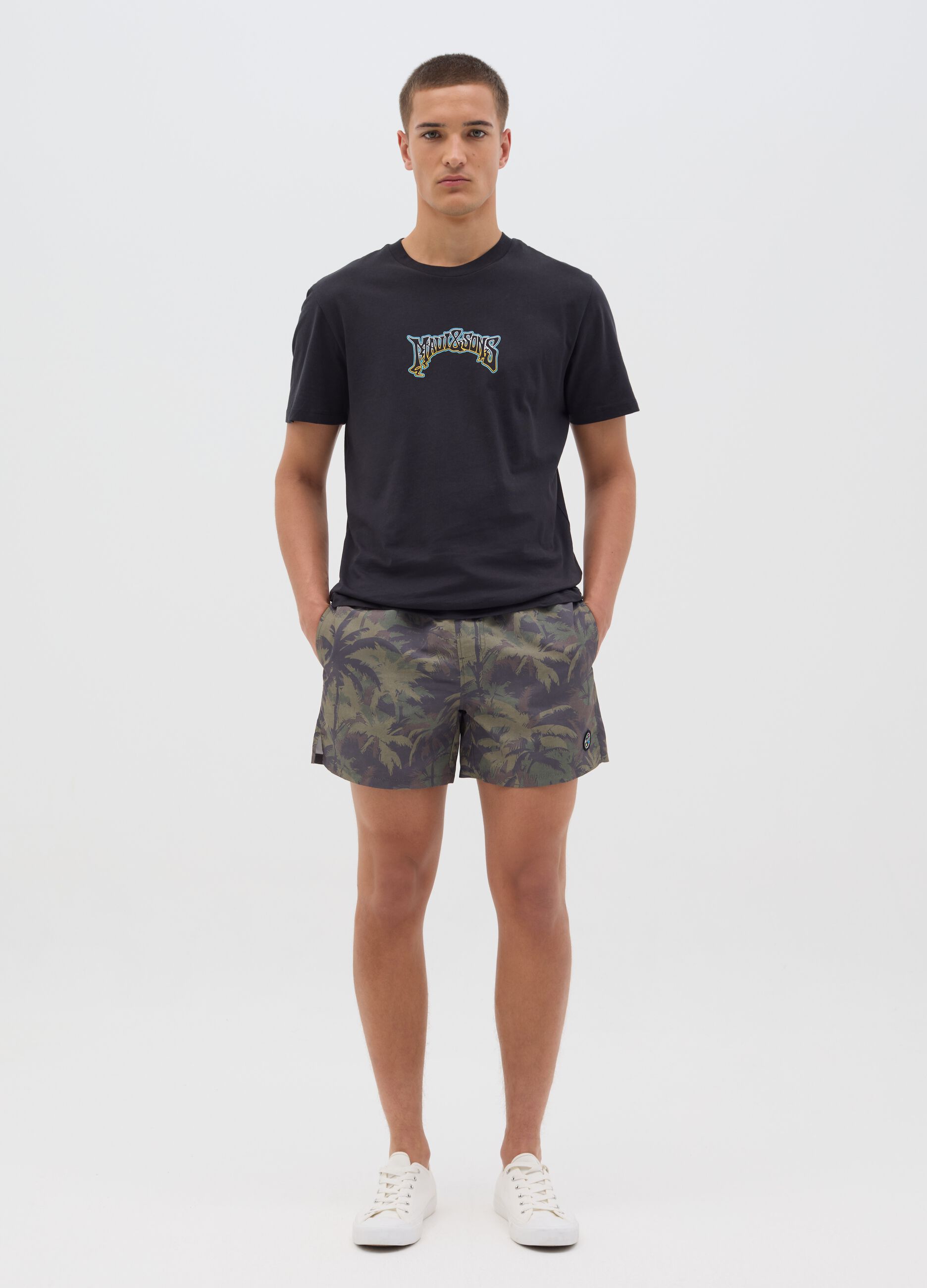 Boxer mare da uomo in misto multicolor regular fit con motivo camouflage