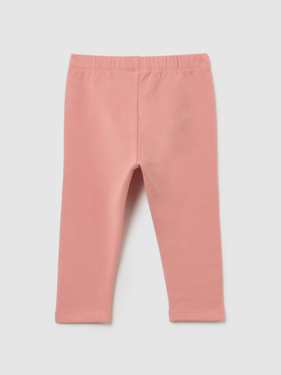 Girls' pink slim fit stretch cotton leggings_1