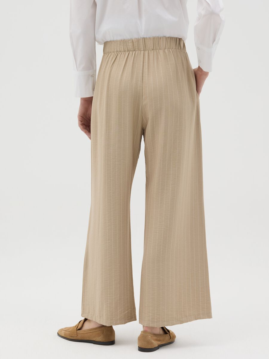 Beige palazzo trousers with striped pattern_2