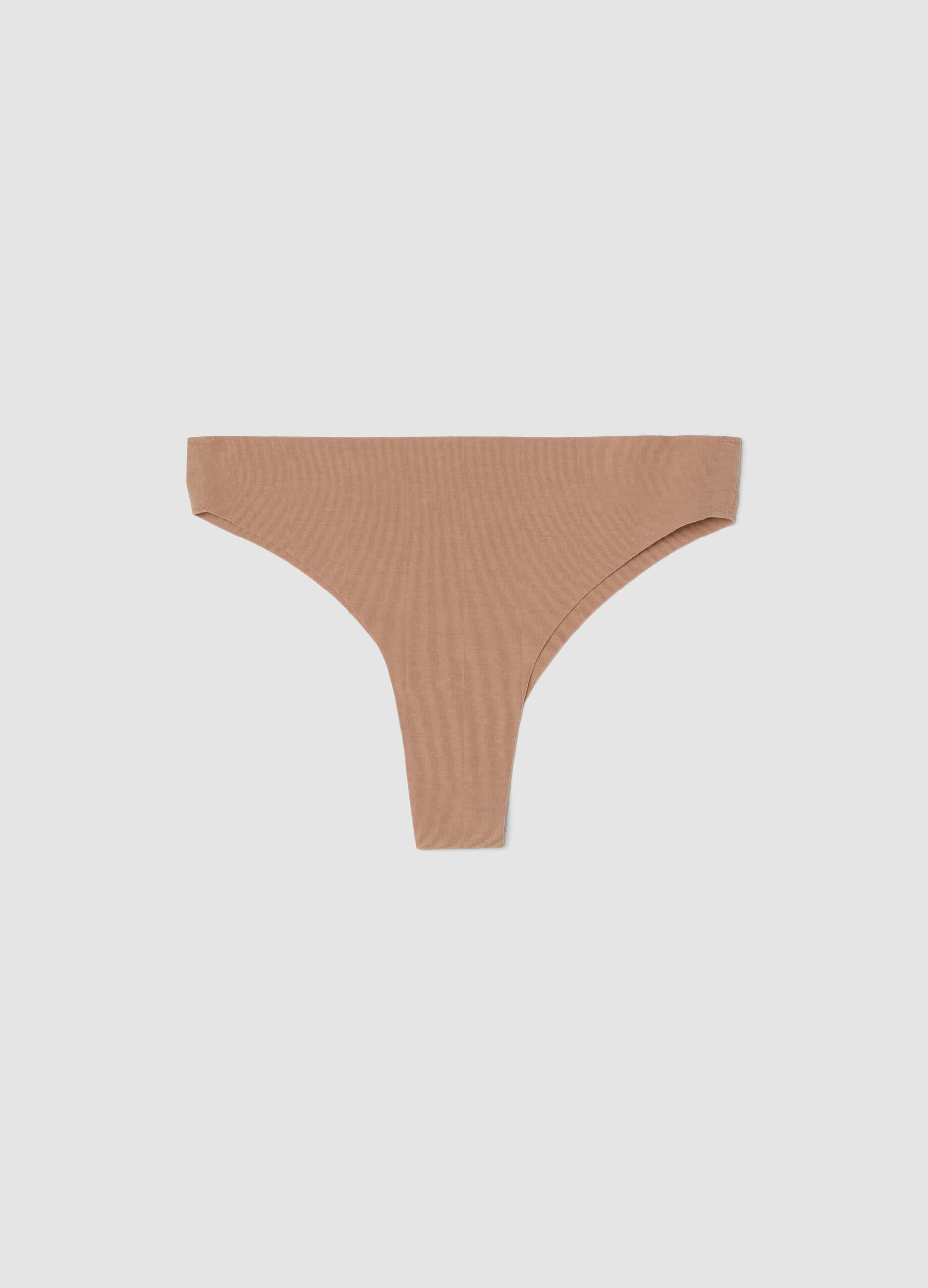 Slip alla brasiliana in cotone elasticizzato beige regular fit