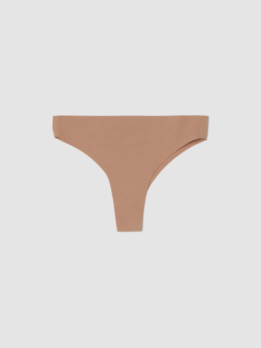 Beige regular fit stretch cotton Brazilian briefs_4
