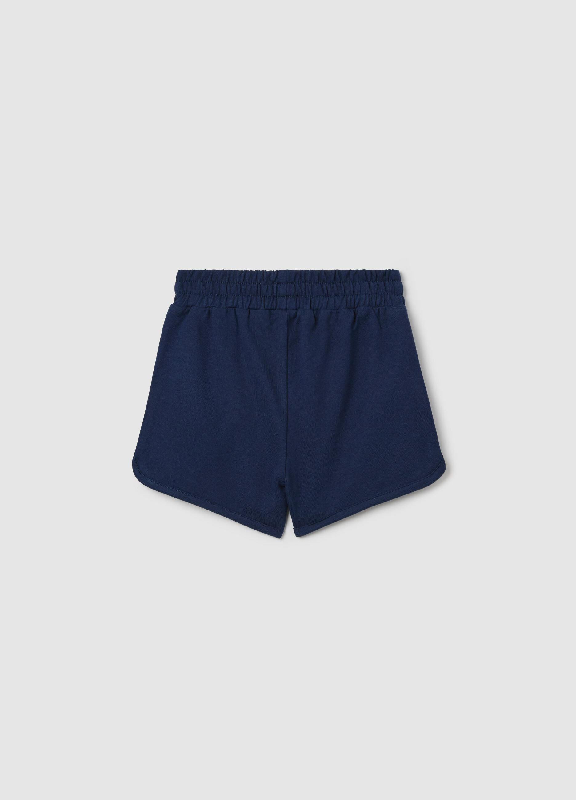 Short da bambina in puro cotone blu regular fit con strass