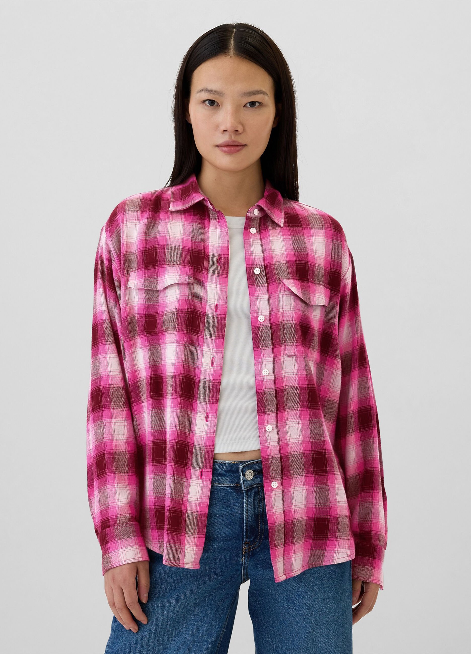 Check flannel shirt with pockets