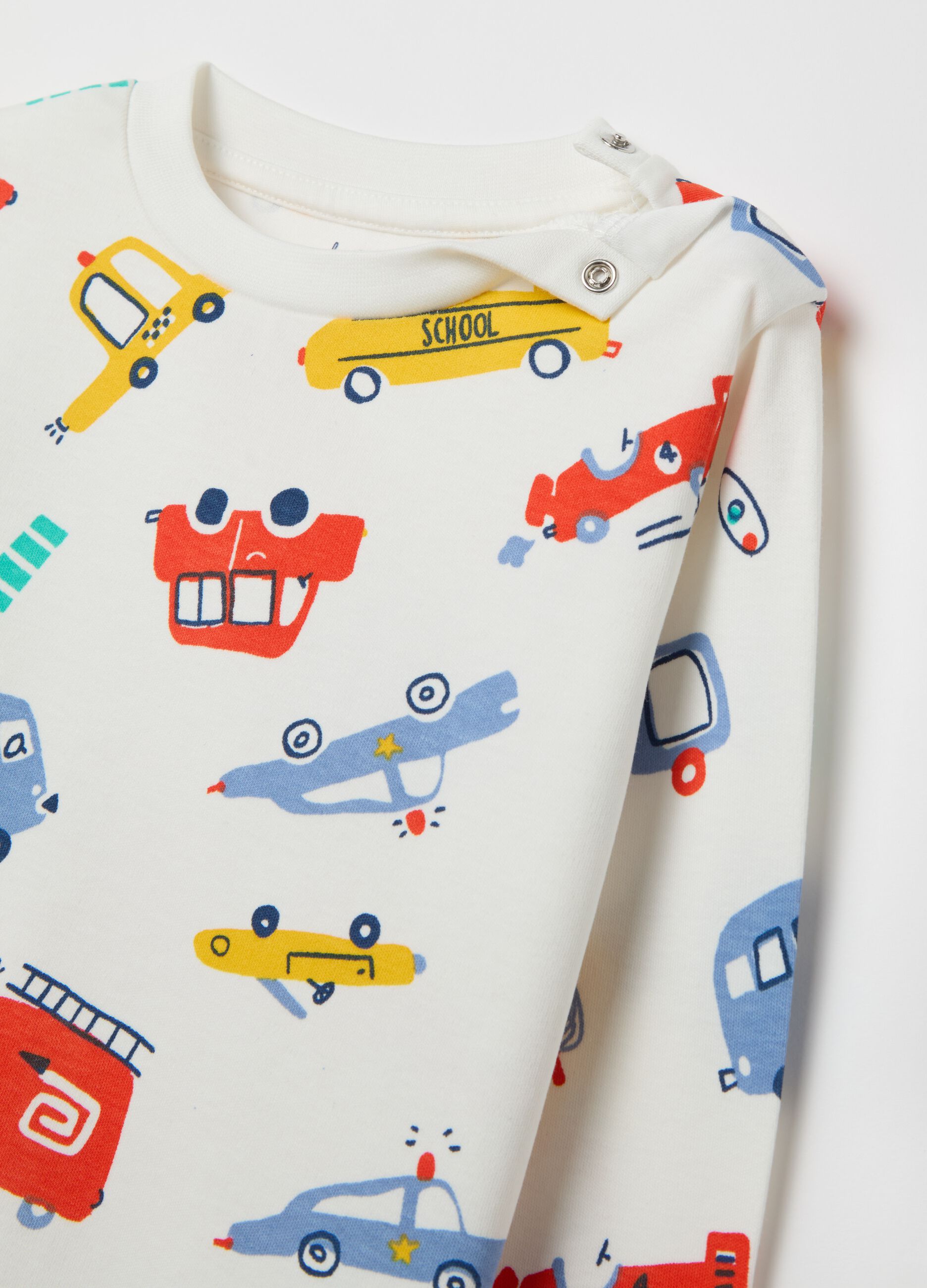 Cotton pyjamas with transportation print
