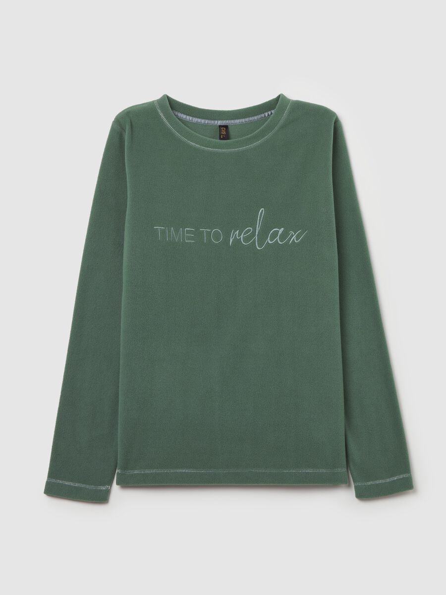 Top pigiama in pile con ricamo "Time to relax"_4