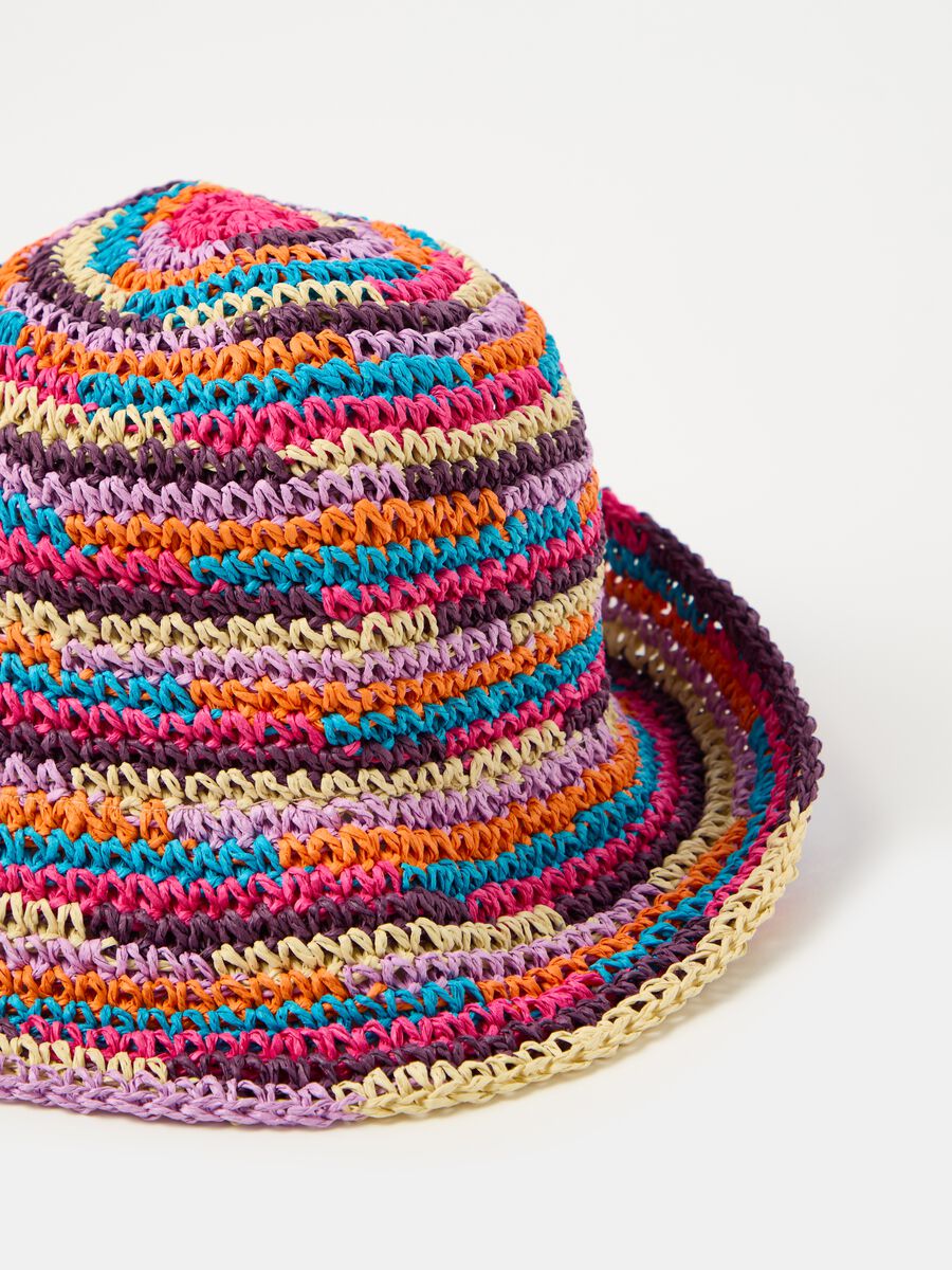 Cappello in rafia multicolore_1