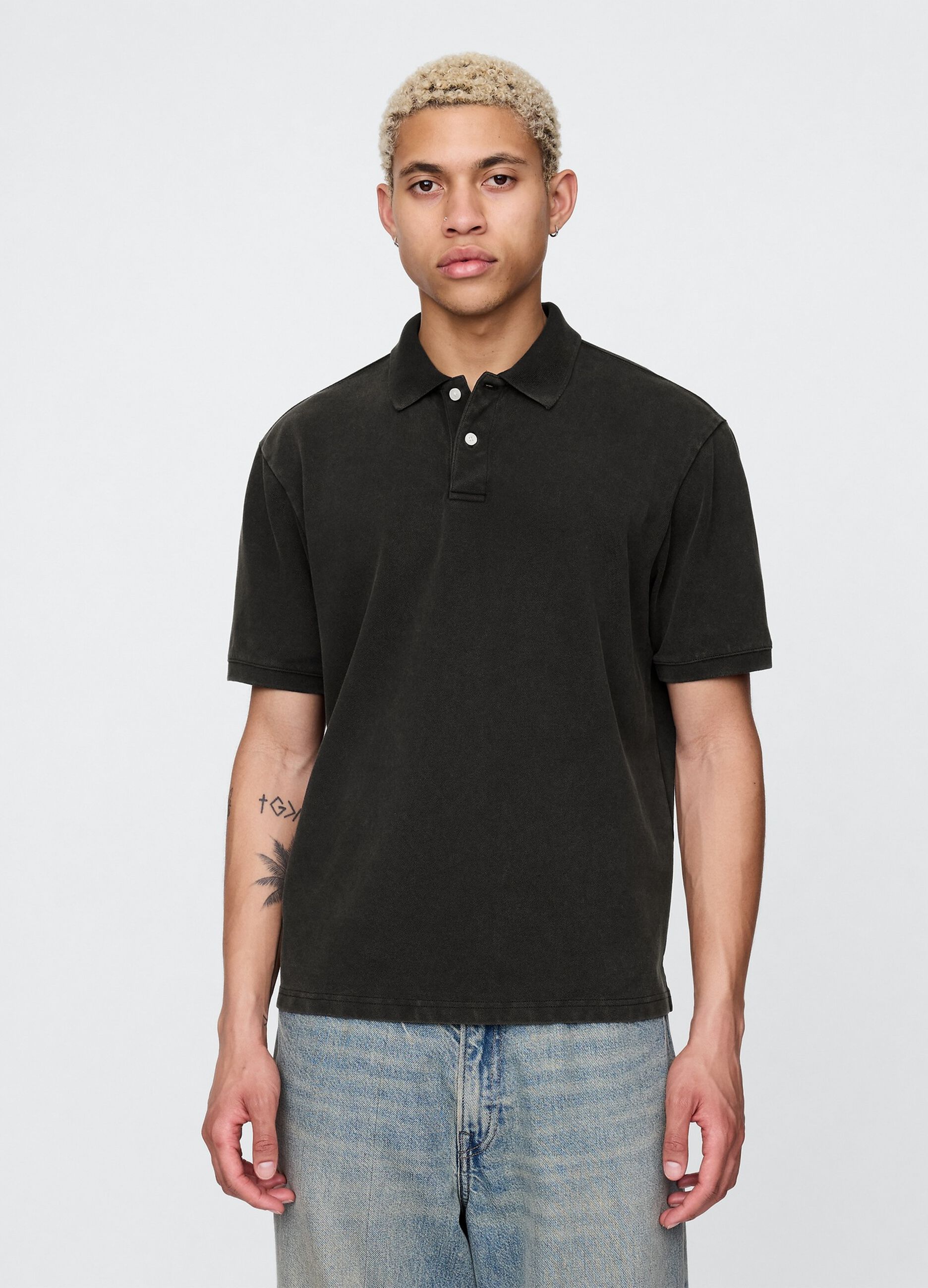 Polo shirt with short sleeves in cotton