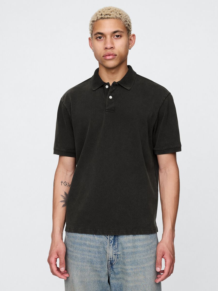 Polo shirt with short sleeves in cotton_0