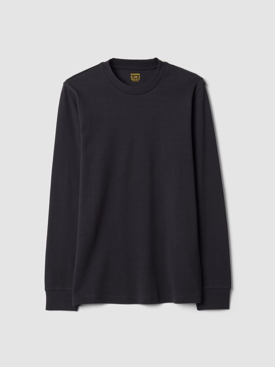 Grey pure cotton crew-neck T-shirt, regular fit_0