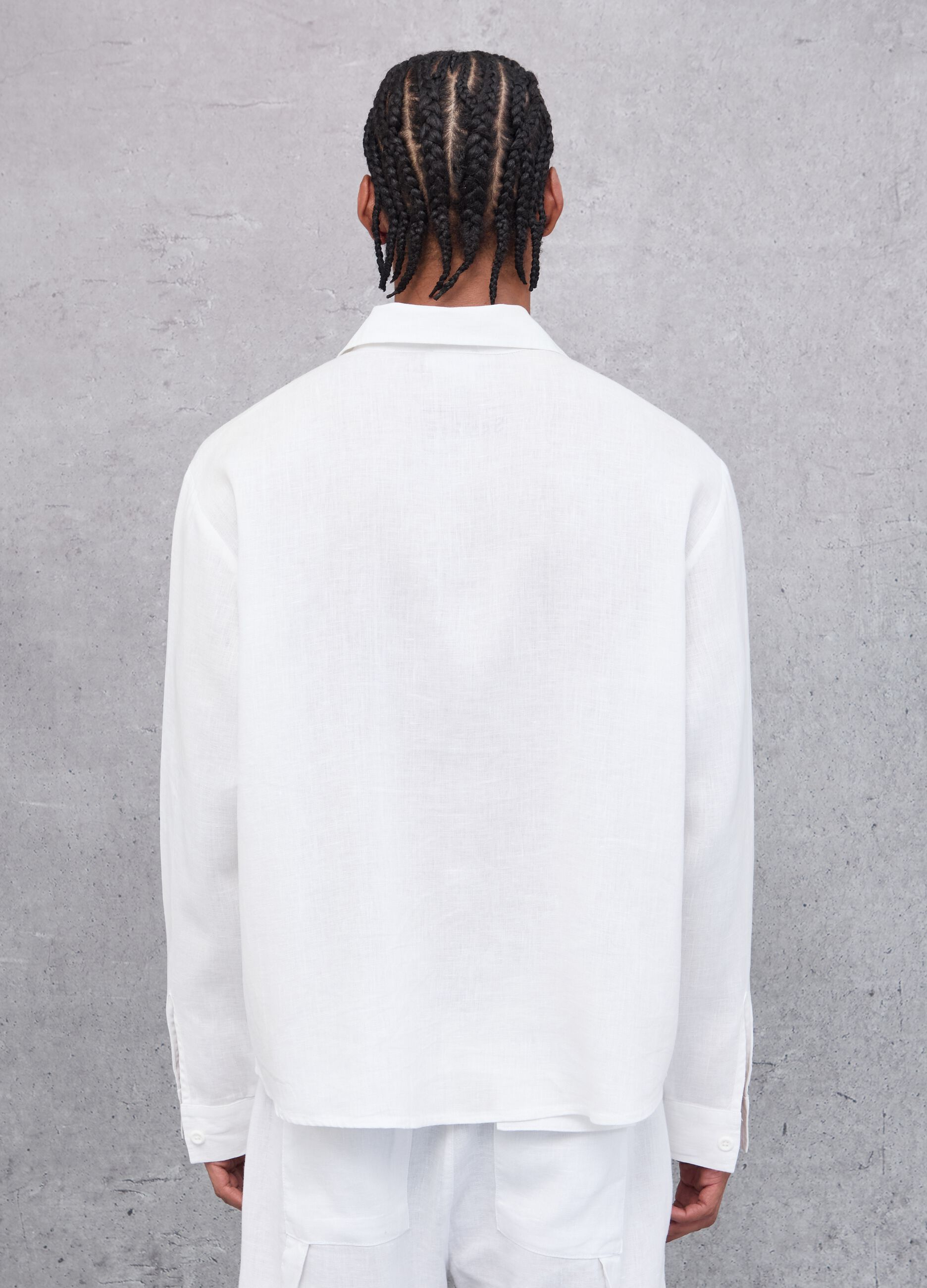 100% Linen Cargo Shirt White