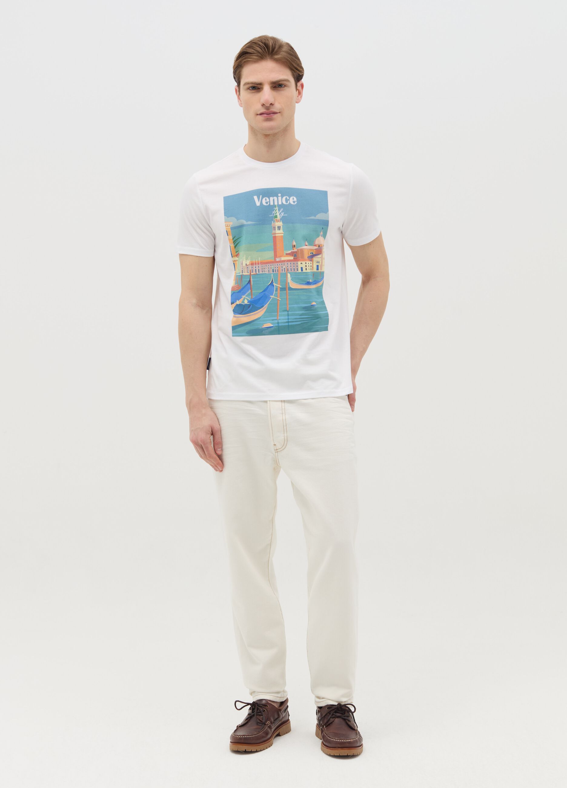 Cotton T-shirt with "Venice Italy" print