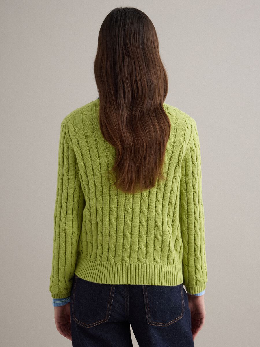 Green pure cotton regular fit cable knit jumper_2
