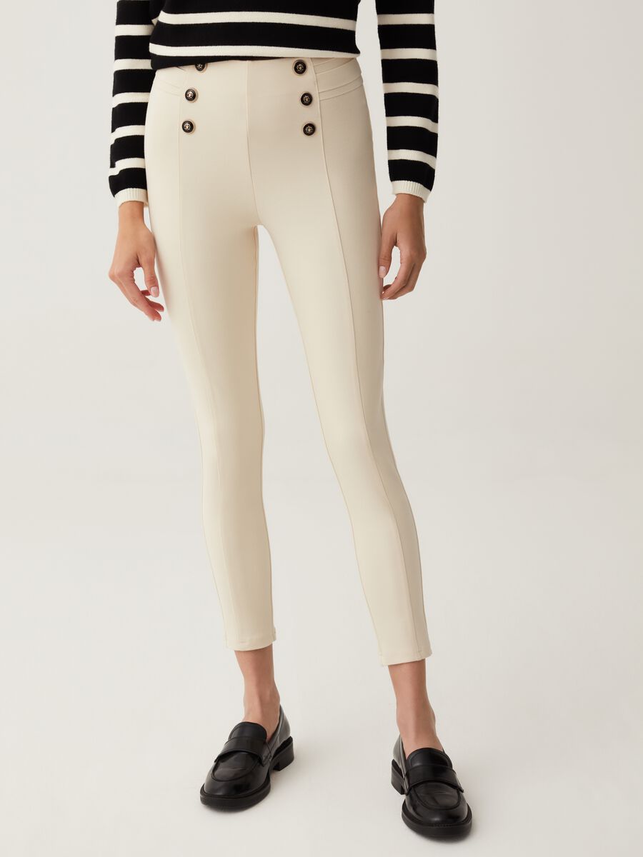 Leggings cropped con bottoni_1