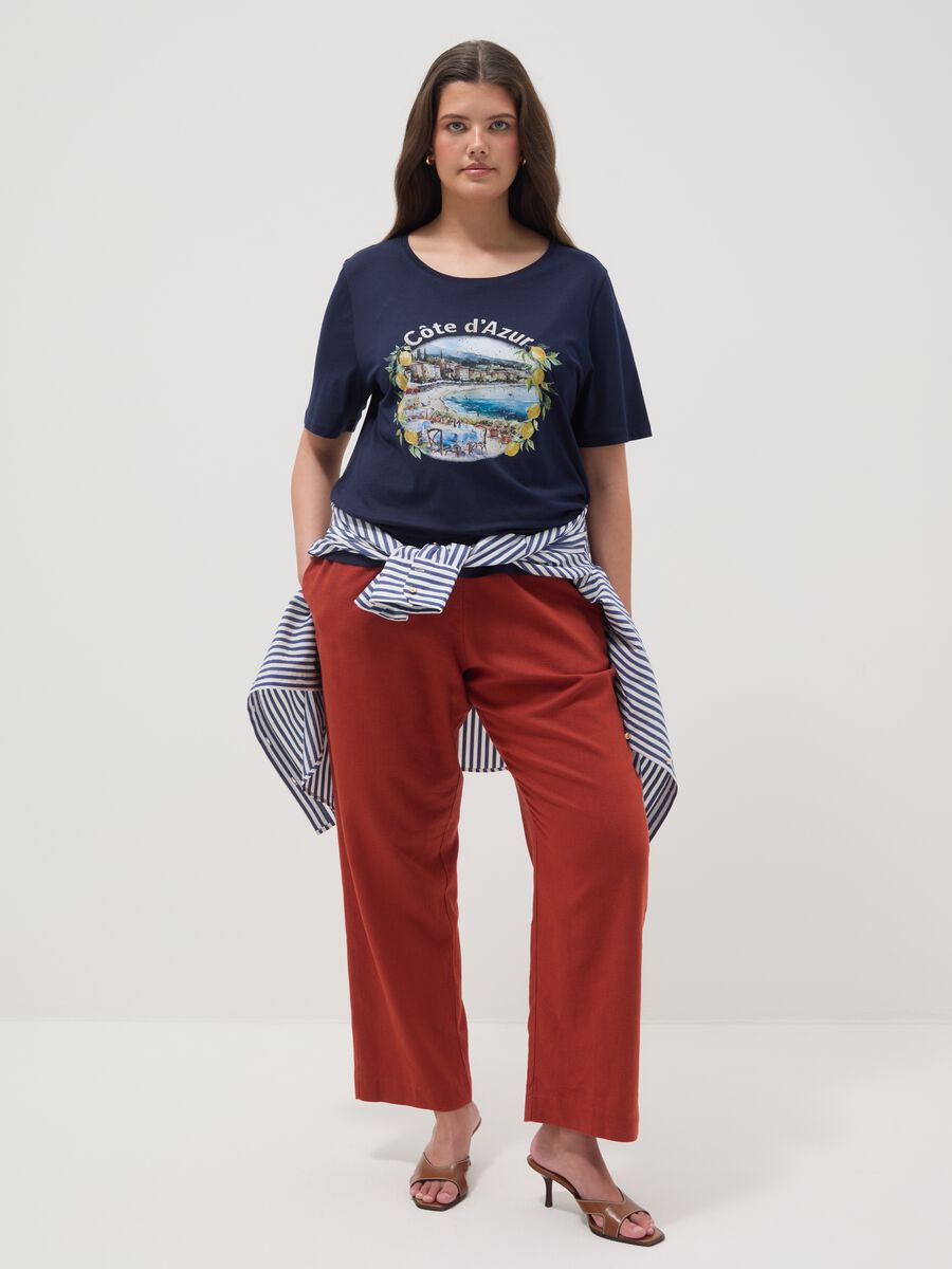 Blue pure cotton T-shirt regular fit with print_2