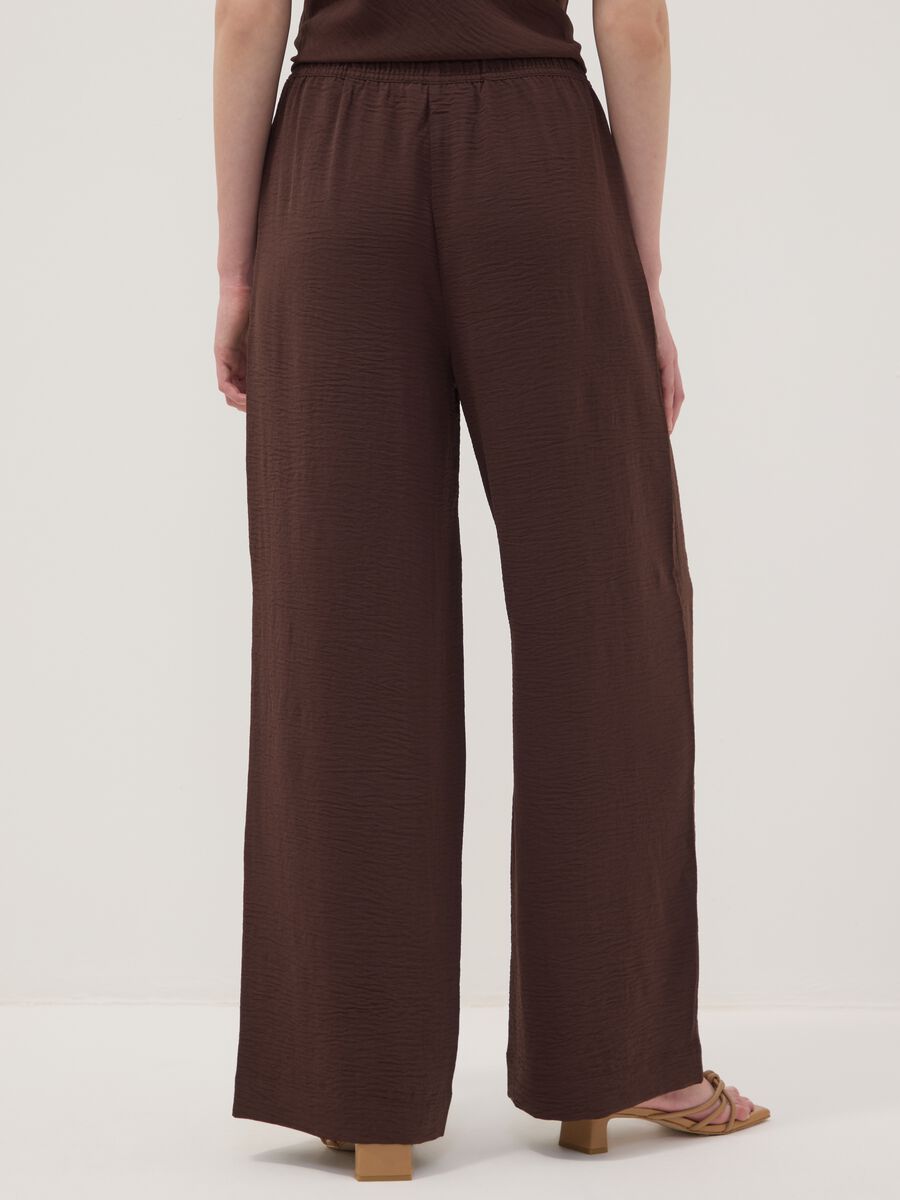 Brown wide-leg trousers with elasticated waistband_2