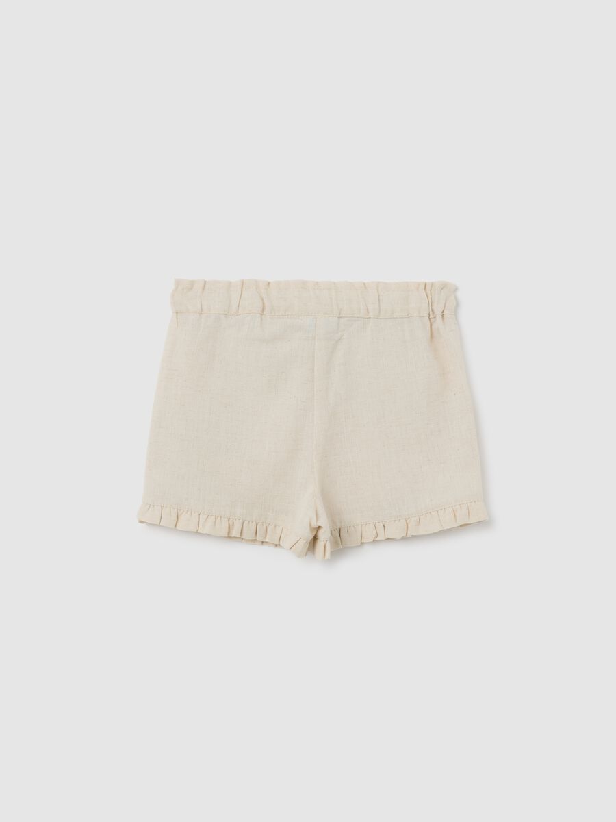 Short da neonata in cotone beige regular fit con frange_1