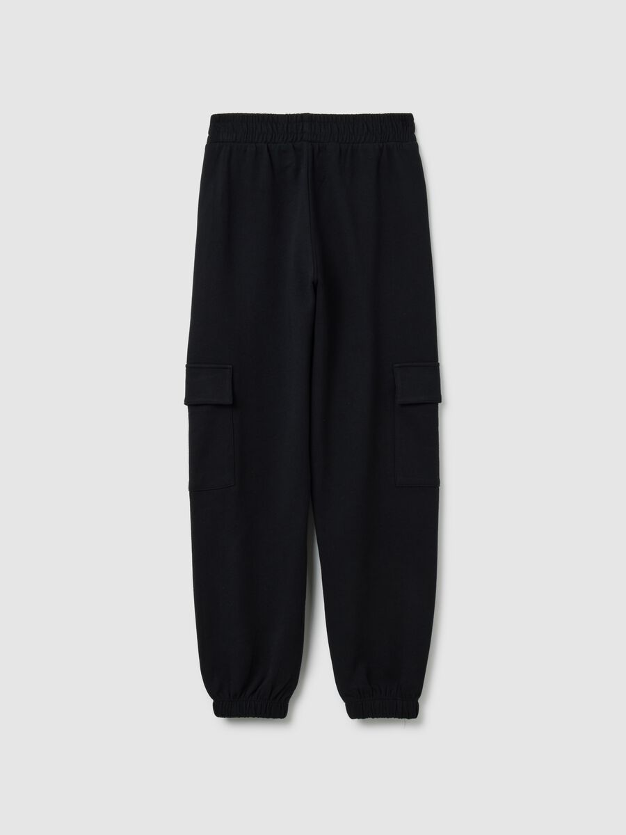 Pantaloni jogger da ragazza in puro cotone nero regular fit_4