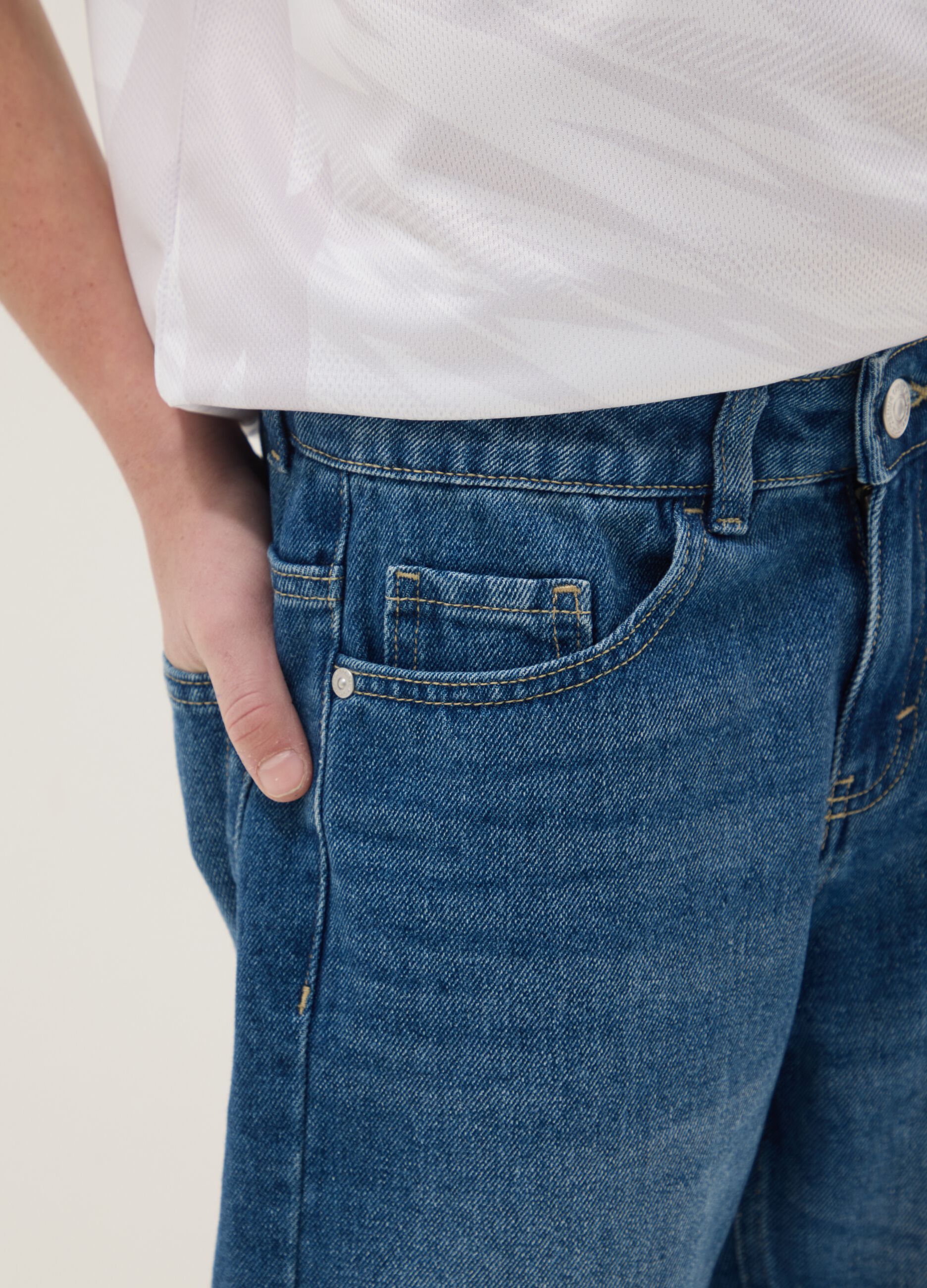 Boys&rsquo; blue denim cotton-blend regular-fit shorts