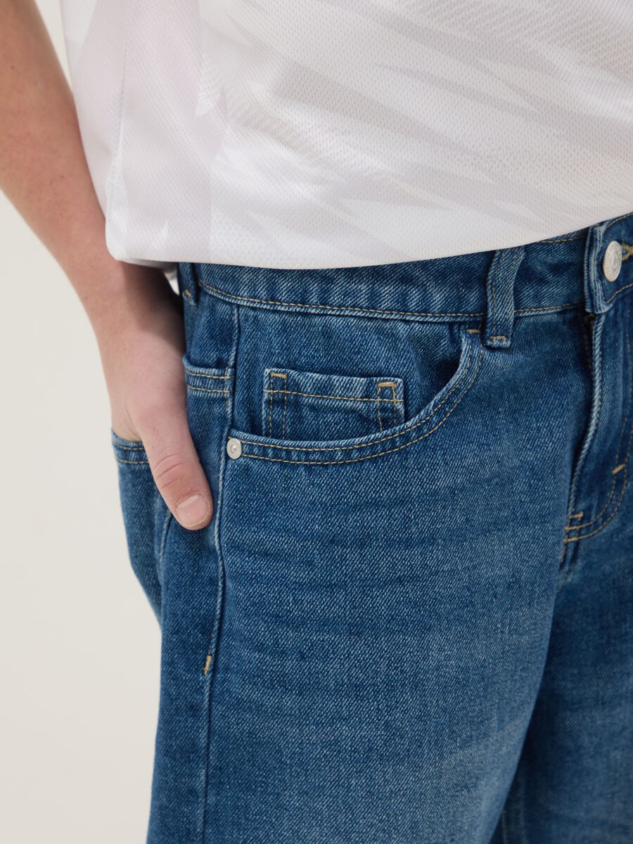 Boys&rsquo; blue denim cotton-blend regular-fit shorts_2