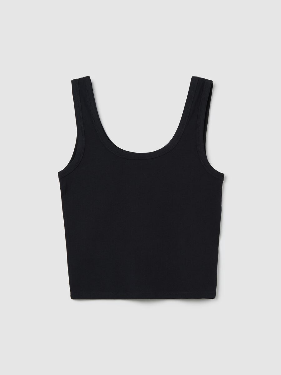 Black tank top in stretch cotton_4