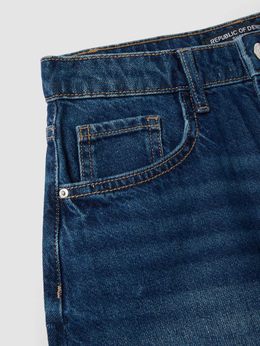 Shorts denim blu in puro cotone straight fit_5