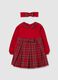 Multicolour checked wide fit dress with bow for girls_0