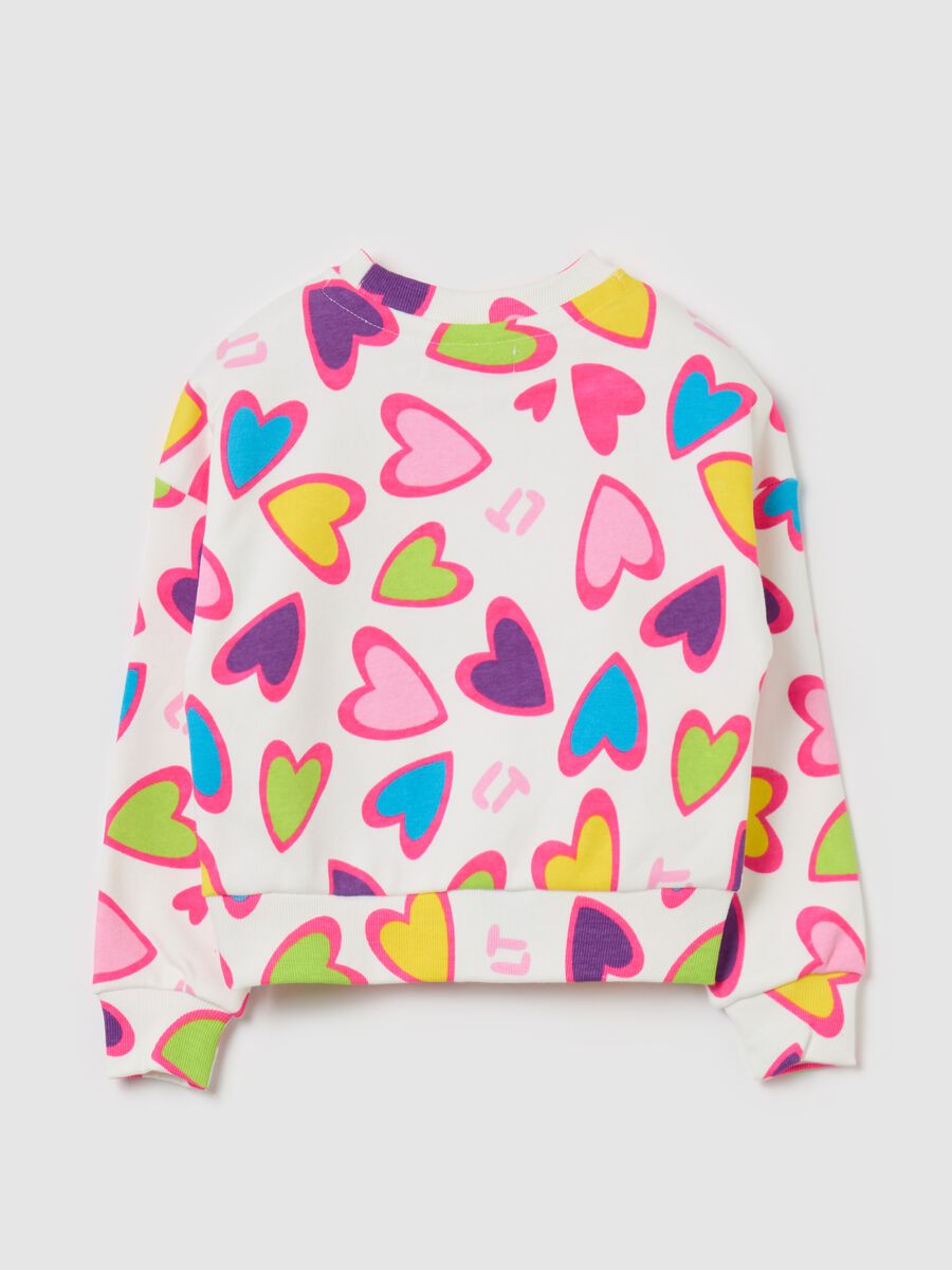 Sweatshirt with multicoloured hearts print and diamantés_1