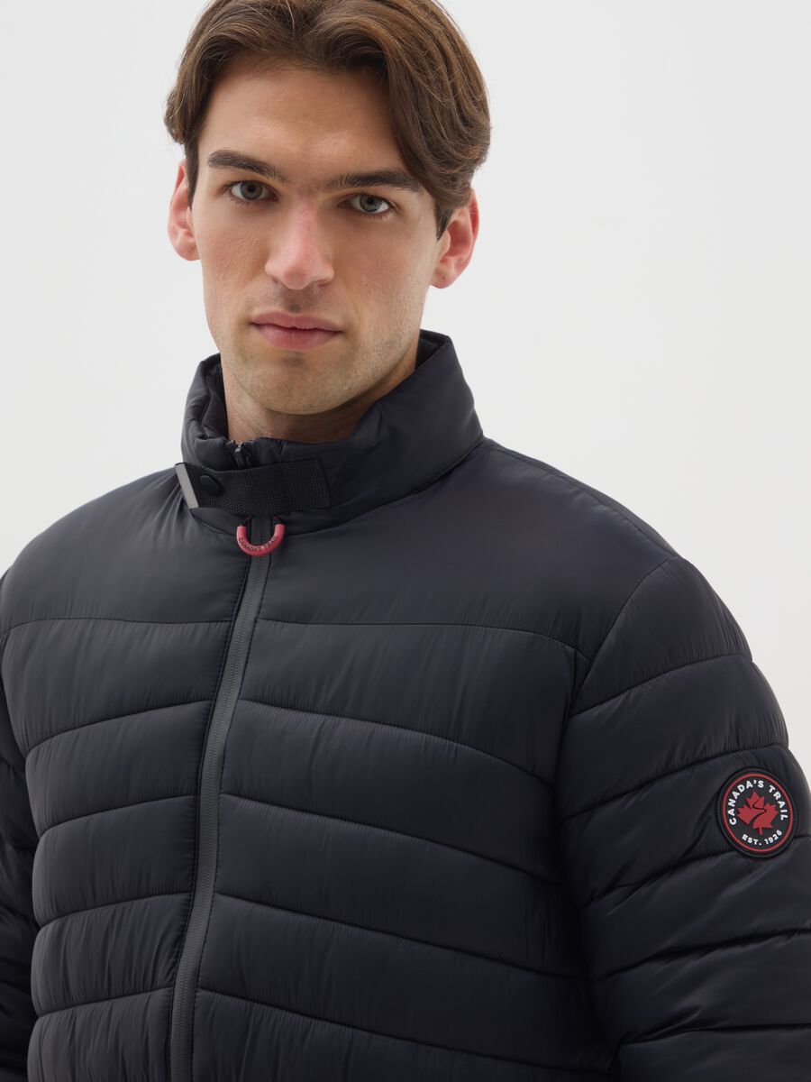 Black Padded Jacket with Zip_3