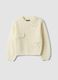 White ribbed crew-neck top with appliqu&eacute; flowers_0