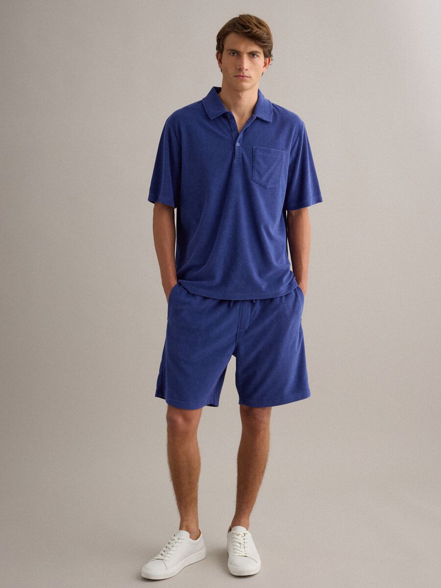 Shorts jogger blu in misto cotone con vita elasticizzata regular fit_0