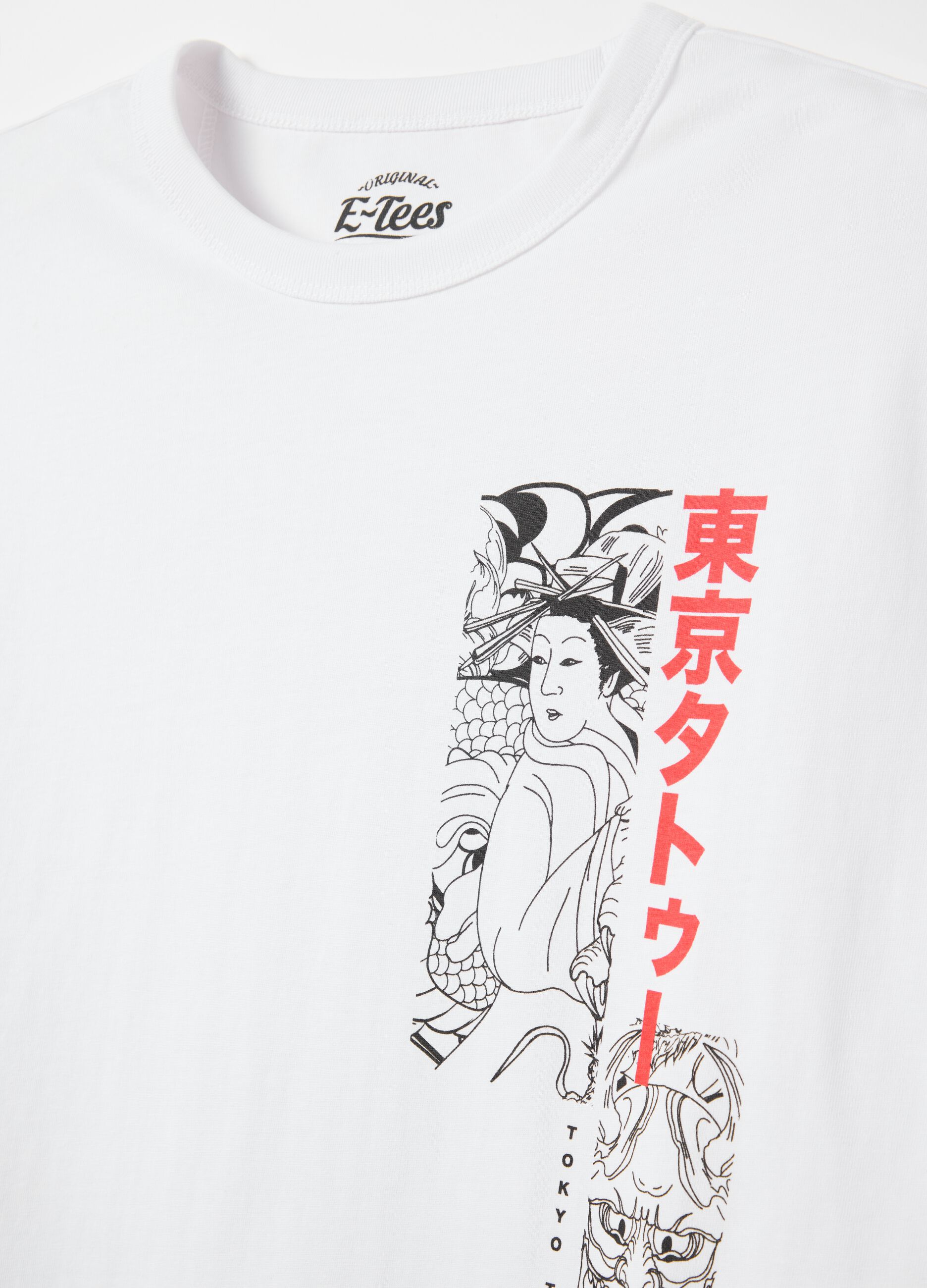 White T-shirt with Tokyo Tattoo print