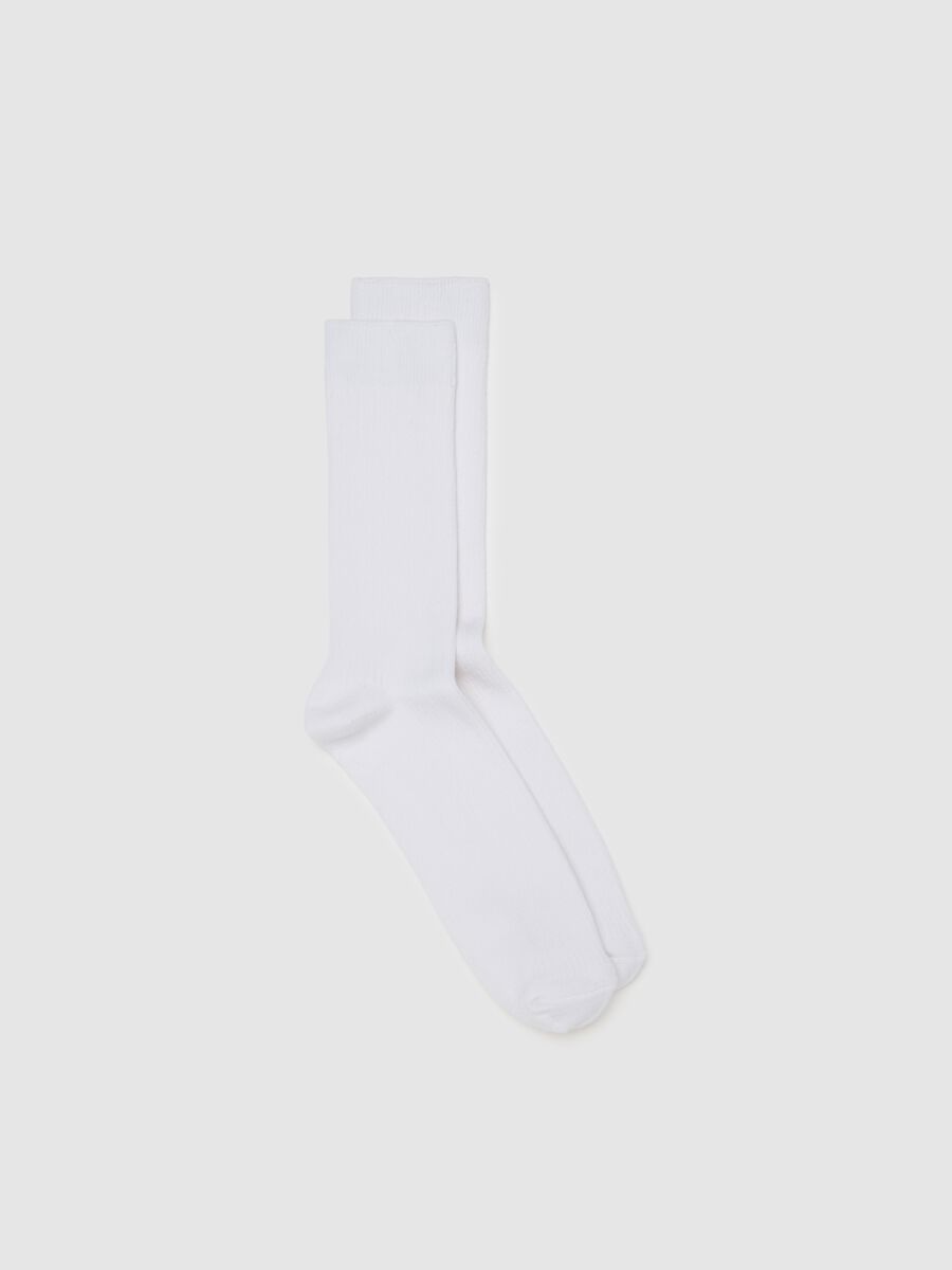 White Midi Cotton Blend Socks_0