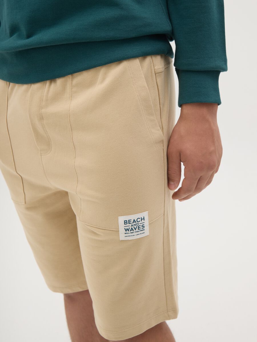 Beige shorts in 100% cotton_2