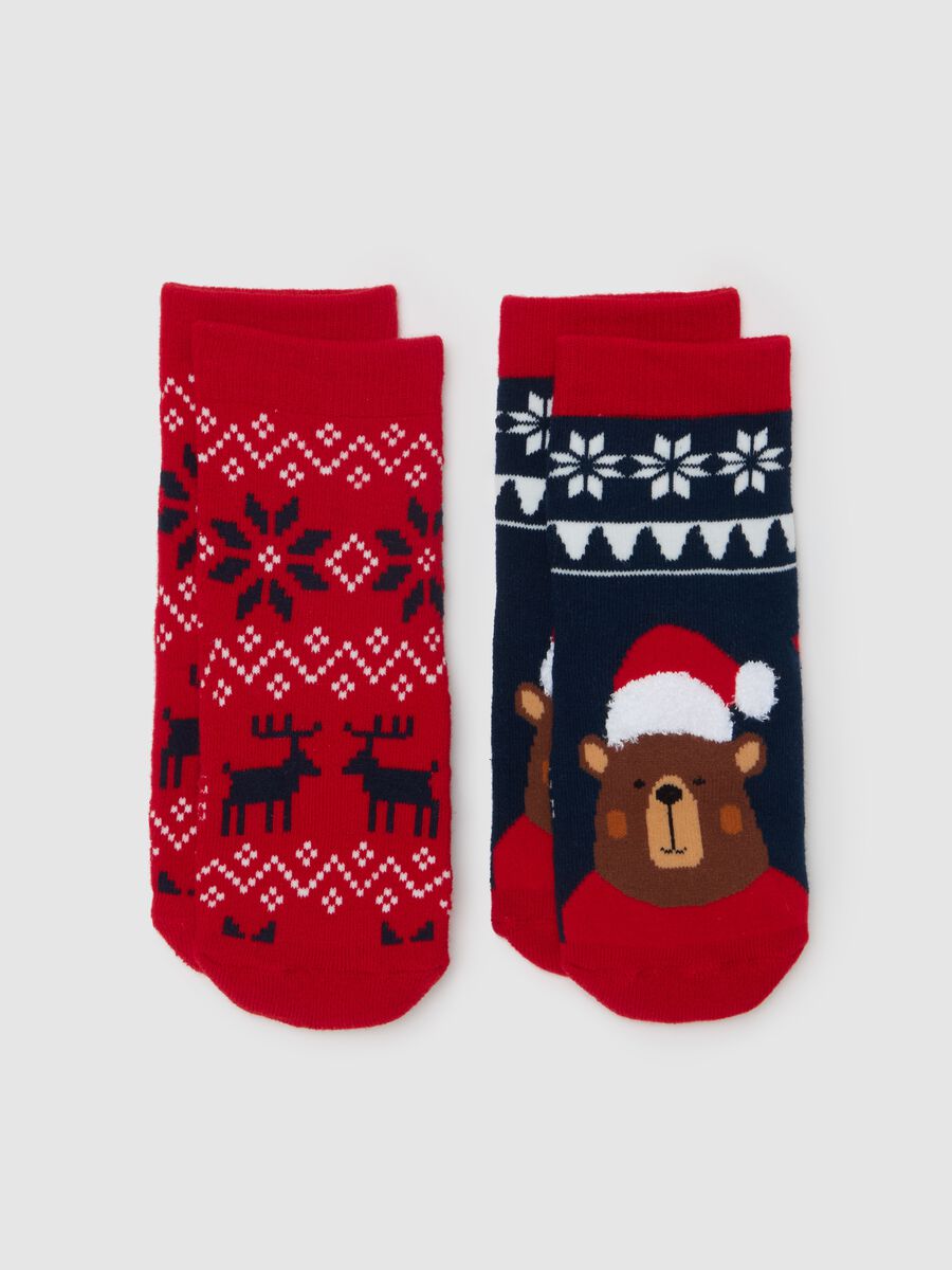 Two-pack Christmas slipper socks in organic cotton_0