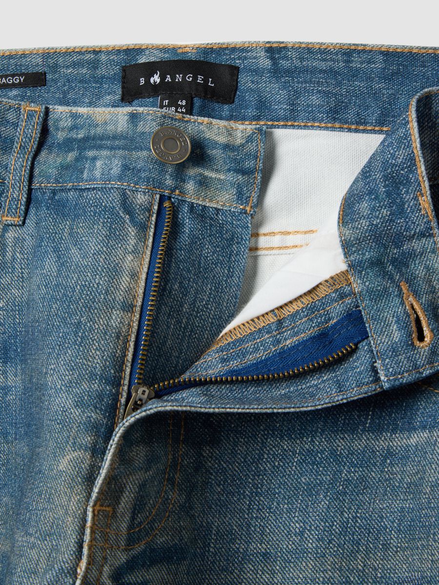 Regular fit blue denim cotton baggy jeans_1