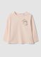 Orange organic cotton T-shirt with leopard print for baby girl_0