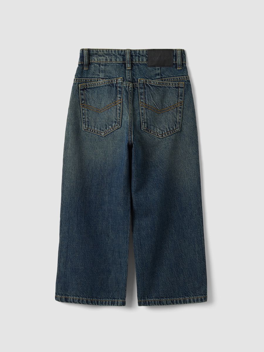 Jeans blu in puro cotone skater fit per bambino_1