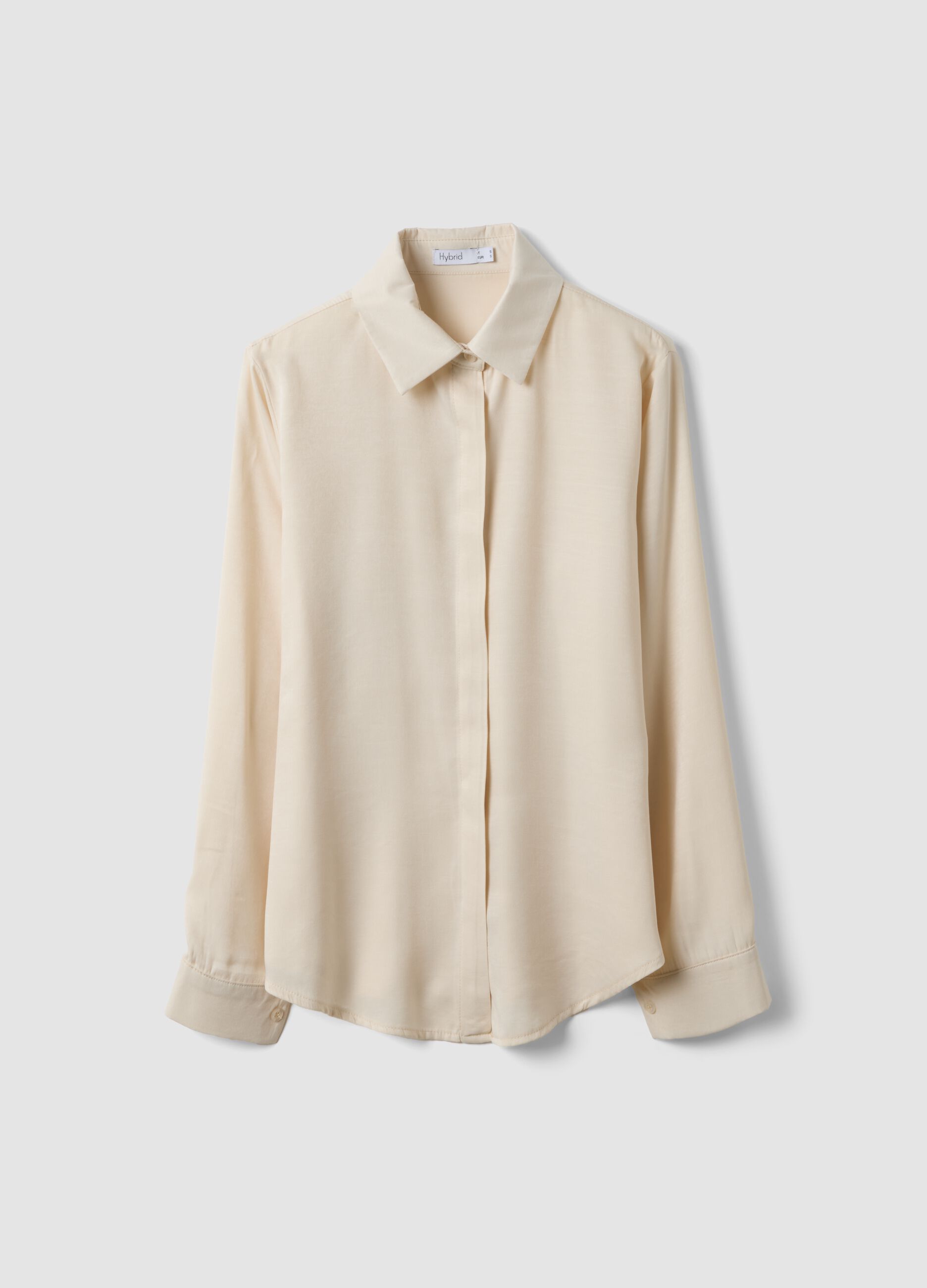 Beige viscose-blend shacket, regular fit