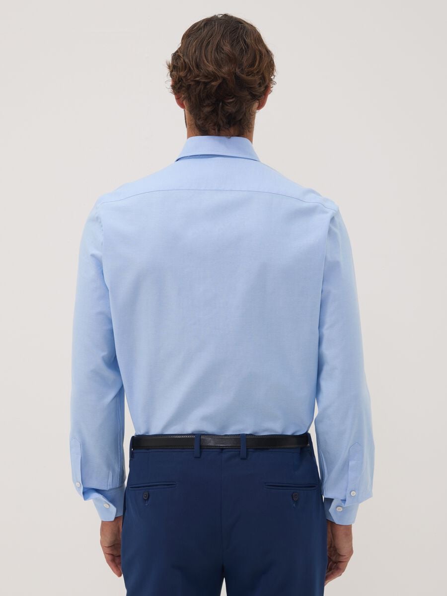 Camicia oxford azzurra in puro cotone con collo francese slim fit_3