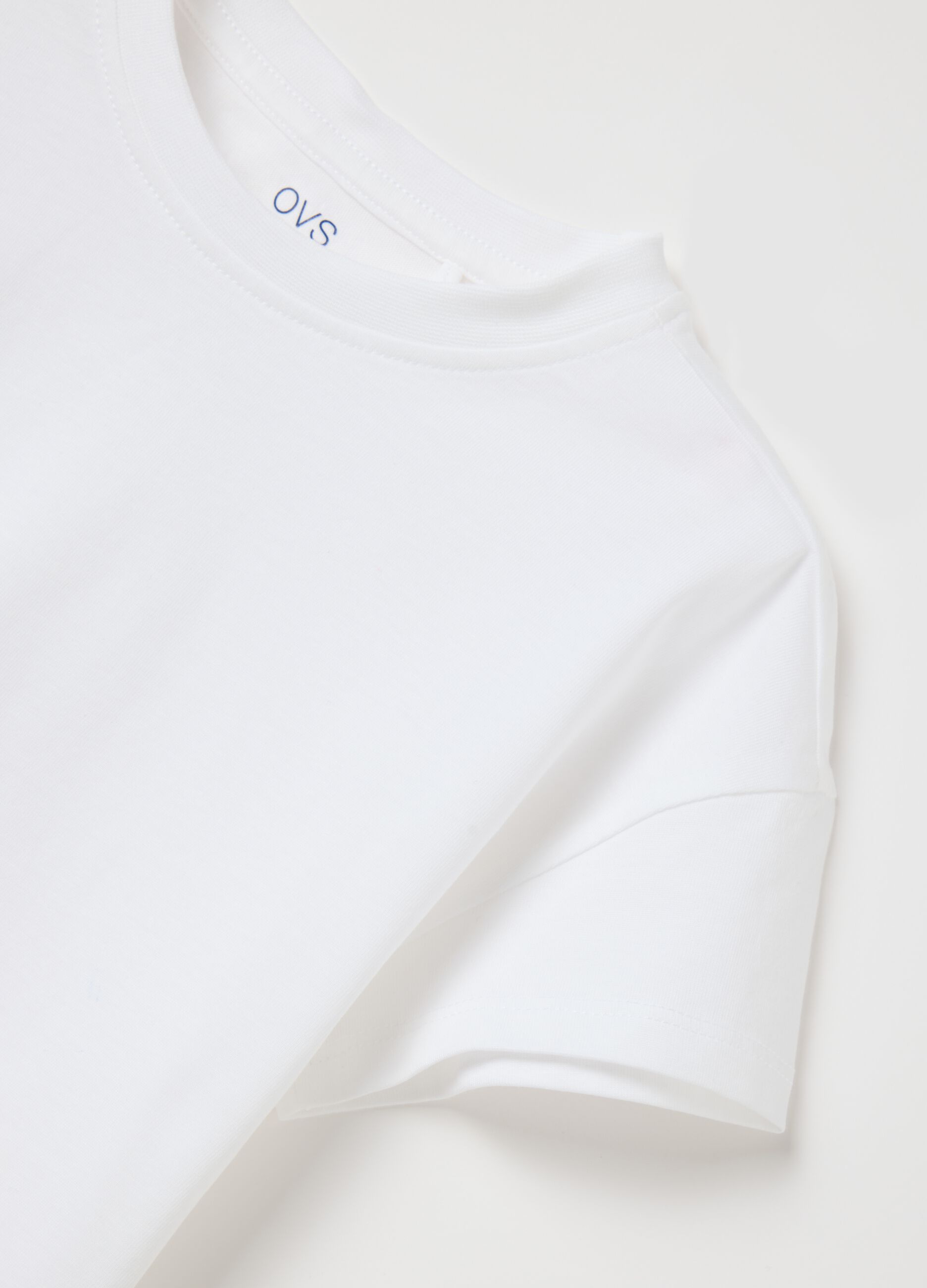 White T-shirt with fish print in organic cotton OVS Kids