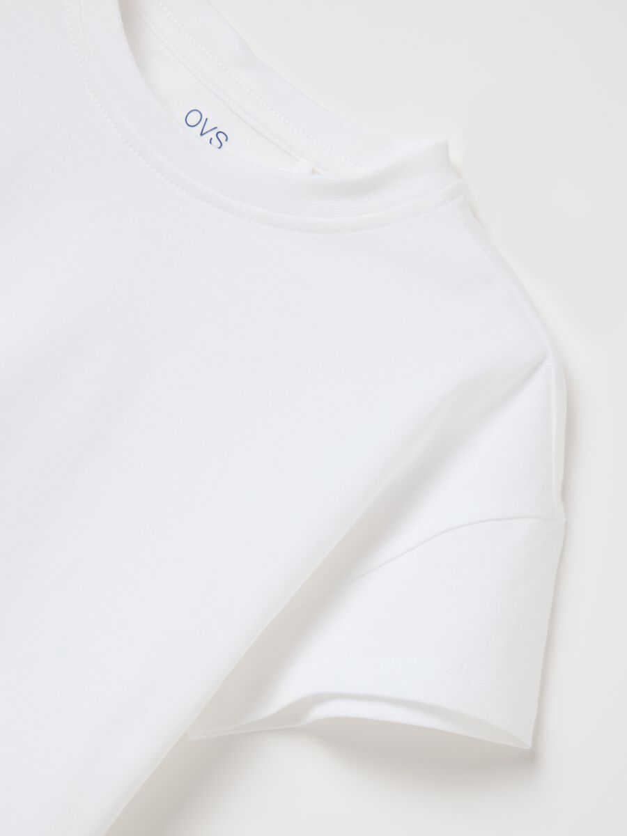 White T-shirt with fish print in organic cotton OVS Kids_3